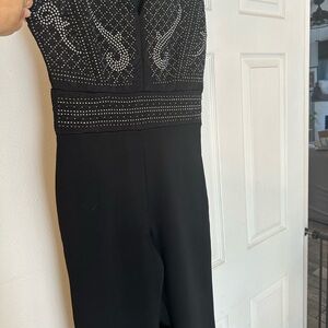 bebe Black Jumpsuit with Silver Embellishments